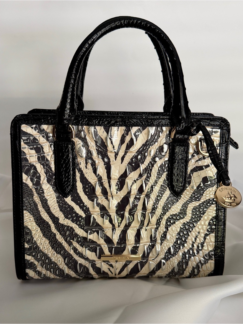 NWT Brahmin Cami Satchel in Zebra Print - Full Set with Dust Bag